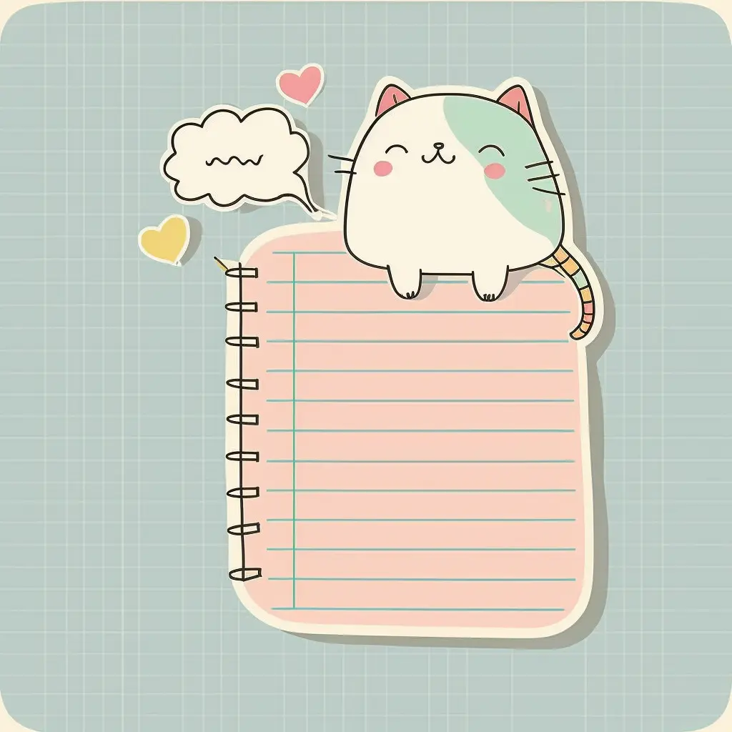 sticker design, lined paper for writing, cute, vector,